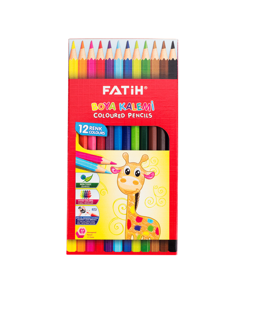 مداد رنگی 12 رنگ جعبه مقوایی فاتح